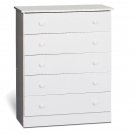 White Bedroom Five (5) Drawer Chest Dresser Storage Clothes Organizer