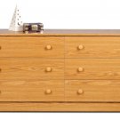 Oak Bedroom Six (6) Drawer Chest Dresser Storage Clothes Organizer