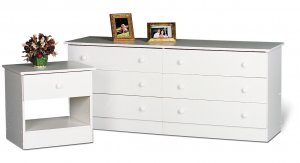 White Bedroom Six (6) Drawer Chest Dresser Storage Clothes Organizer