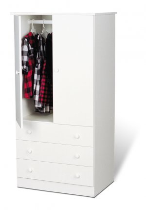 White Bedroom Armoire / Entertainment Center w/ 3-Storage Drawers