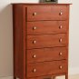Cherry Bedroom Five (5) Drawer Dresser Chest Storage Clothes Organizer