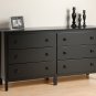 Black Bedroom Six (6) Drawer Dresser Chest Storage Clothes Organizer
