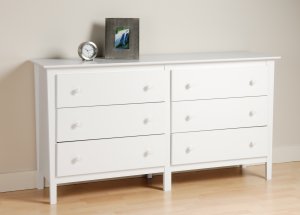 White Bedroom Six (6) Drawer Dresser Chest Storage Clothes Organizer