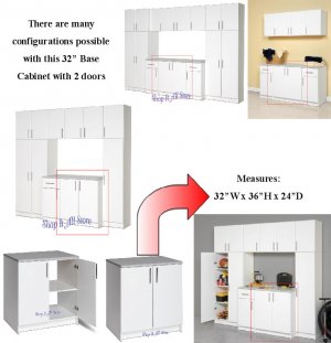 White 32" Kitchen Pantry Laundry Room Bedroom Garage Storage Cabinet
