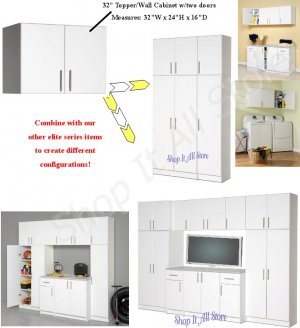 WHITE 32" WALL STORAGE CABINET MODULAR BATH KITCHEN LAUNDRY