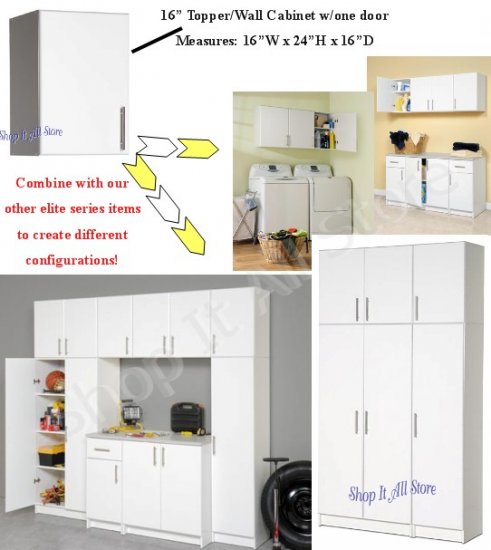 White 16 Kitchen Bath Laundry Garage Cubbie Cabinet Modular Storage