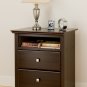 Espresso Tall Two (2) Drawer Bedroom Night Stand Storage Bookcase Books Nightstand