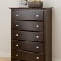 Espresso Five (5) Drawer Clothes Storage Bedroom Dresser