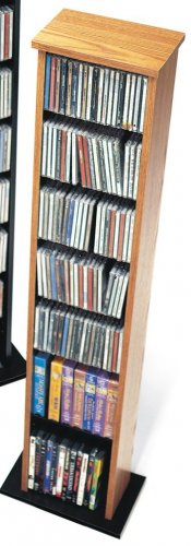 OAK CD / DVD / BLU-RAY Movie / Video Game Storage Tower Organizer - Small Collection