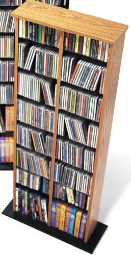 OAK CD / DVD / BLU-RAY Movie / Video Game Storage Tower Organizer