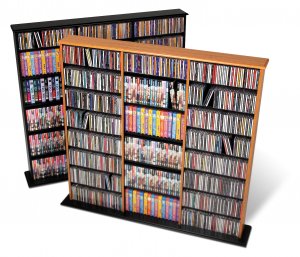 OAK Triple Wall CD / DVD / BLU-RAY Movie / Video Game Storage Tower Organizer