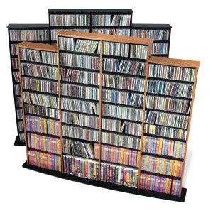 OAK Quad Wall CD / DVD / BLU-RAY Movie / Video Game Storage Tower Organizer