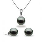 Black Tahitian Pendant & Earring Set 8.0-9.0mm