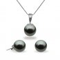 Black Tahitian Pendant & Earring Set 9.0-10.0mm