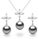 Black Tahitian 'Marquis' Pendant & Earring Set 10.0-11.0mm