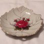 GOLD TRIM LEAF PLATE WALL HANGER WITH ROSE IN CENTER