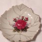 GOLD TRIM LEAF PLATE WALL HANGER WITH ROSE IN CENTER