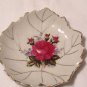 GOLD TRIM LEAF PLATE WALL HANGER WITH ROSE IN CENTER