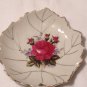 GOLD TRIM LEAF PLATE WALL HANGER WITH ROSE IN CENTER