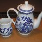 Blue Willow Royal Cuthbertson Coffee Pot with Lid & Creamer