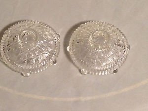 2 Round Footed Clear Glass Candlestick Holders