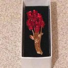 DOZEN RED ROSES BOUQUET PIN / BROOCH