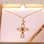 Genuine Australian Crystal Cross Necklace with 18" Gold Chain