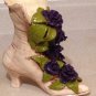 Ladies Lace Up Boot Shoe Planter Vase with Flowers and Leaves