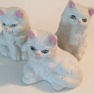 3 White Ceramic Cat Figurines