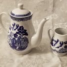 Blue Willow Royal Cuthbertson Coffee Pot with Lid & Creamer