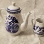 Blue Willow Royal Cuthbertson Coffee Pot with Lid & Creamer