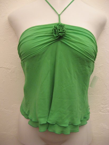 Sexy Lime Green Sheer 100 Silk Halter Top La Senza Small 0015