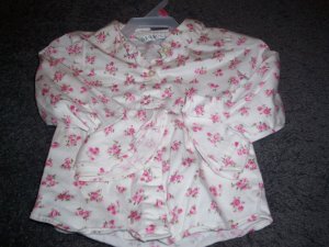 24M Girl's George Shirt  White with Pink Roses