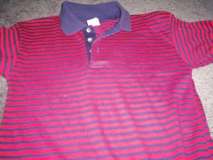 Blue and Red Striped Boy's Polo style Shirt  size 10/12