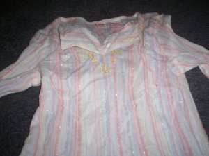 Girls Faded Glory Pink, Blue and White Striped Blouse size 7/8