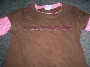 Girl's Brown And Pink Now & Zen Novilty Tee-Shirt with Long Sleeves size M 100% cotton