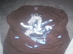 Boy's Large Dragon and Skateboard Tee with Long Sleeves by RudeBoyzs