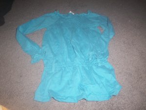 Girls Faded Glory Blue Long Sleeve Off the Shoulder Phesent Style Top size 6/6X