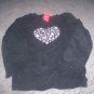 Girl's 3T Long Sleeve Heart Top Black