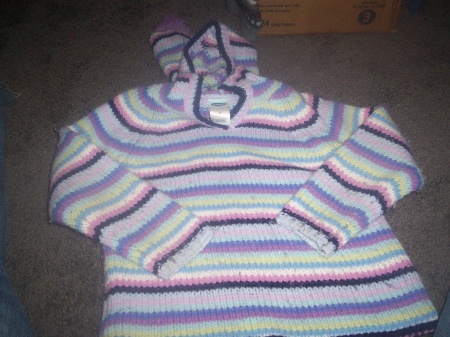 Girl's Multi-Colored Vee Neck Hooded Sweater by Old Navy size 4T