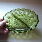 Anchor Hocking Fairfield Divided Oval Relish Dish Avocado Glass