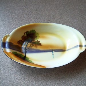 Noritake Handpainted Small Oval Pin or Relish Dish Sailboat