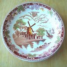 Two Brown Multicolor Windmill Scenes Japan China Coupe Bowls