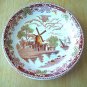 Two Brown Multicolor Windmill Scenes Japan China Coupe Bowls