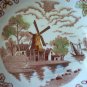 Two Brown Multicolor Windmill Scenes Japan China Coupe Bowls