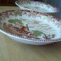 Two Brown Multicolor Windmill Scenes Japan China Coupe Bowls