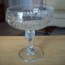 Pedestal 1960s Diamond Point 7 inch Glass Compote
