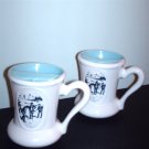 Two Beauceware Vintage Advertising Mustache Cups with Victorian Golf Scene Beauce Pottery Export A