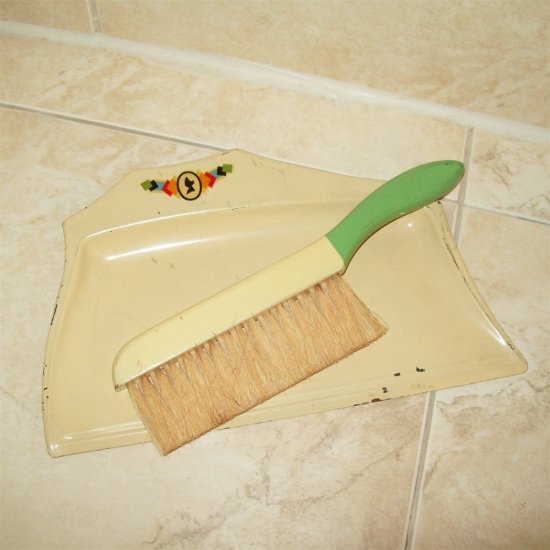 Metal Crumb Dust Pan Tray and Brush Set Dining Table