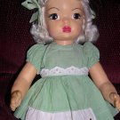 Terri Lee 16" Platinum 1950's hard plastic doll in green tagged dress